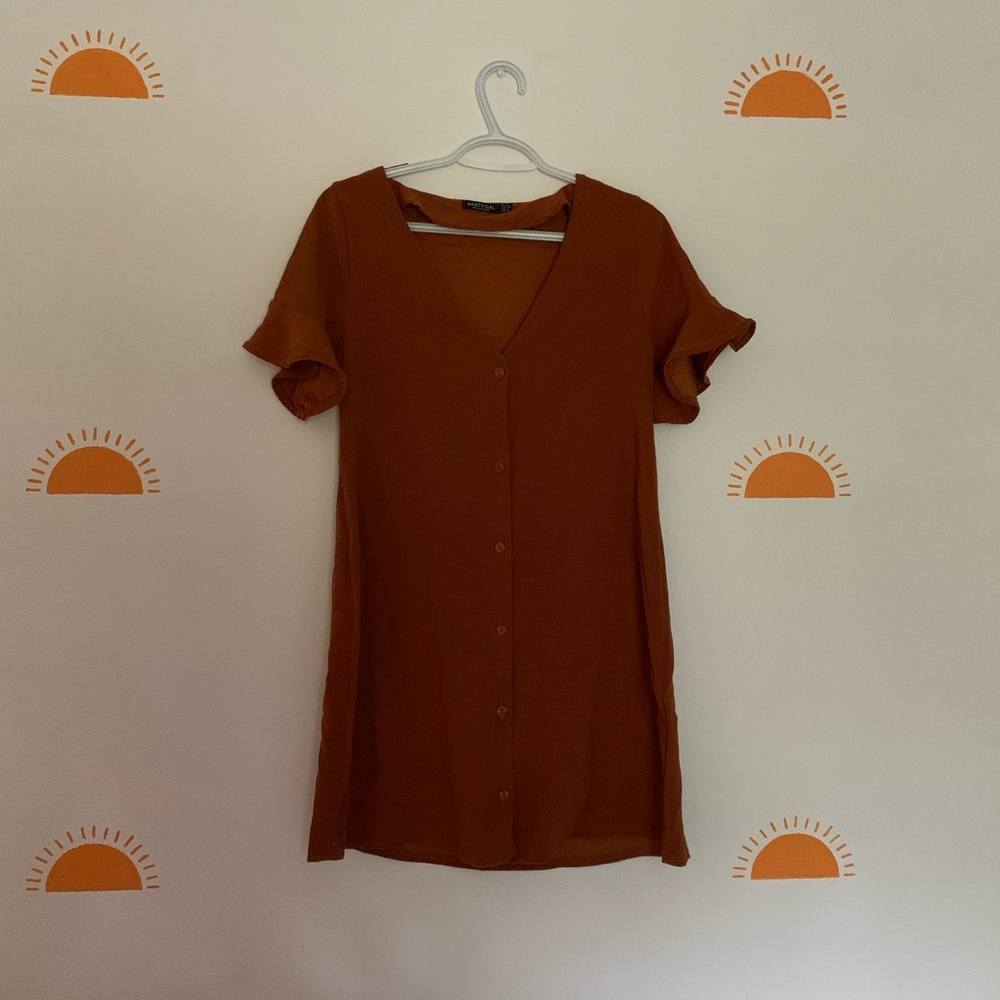Nasty Gal Burnt Orange Button Down Dress